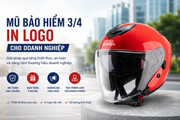 Những mẫu mũ bảo hiểm 3/4 in logo đẹp nhất cho doanh nghiệp