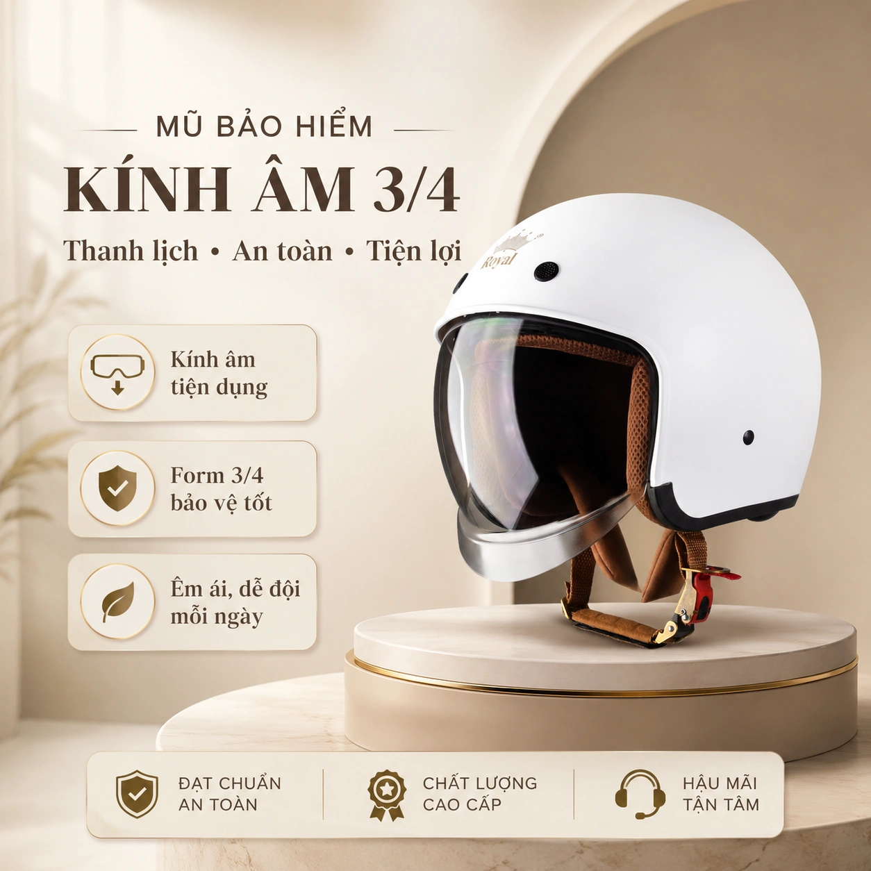 Mũ bảo hiểm có kính âm Royal M139