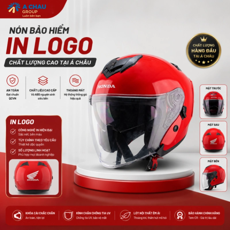 Nón bảo hiểm in logo chất lượng cao tại Á Châu