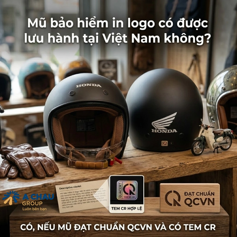 Mũ bảo hiểm in logo có được phép lưu hành tại Việt Nam không?