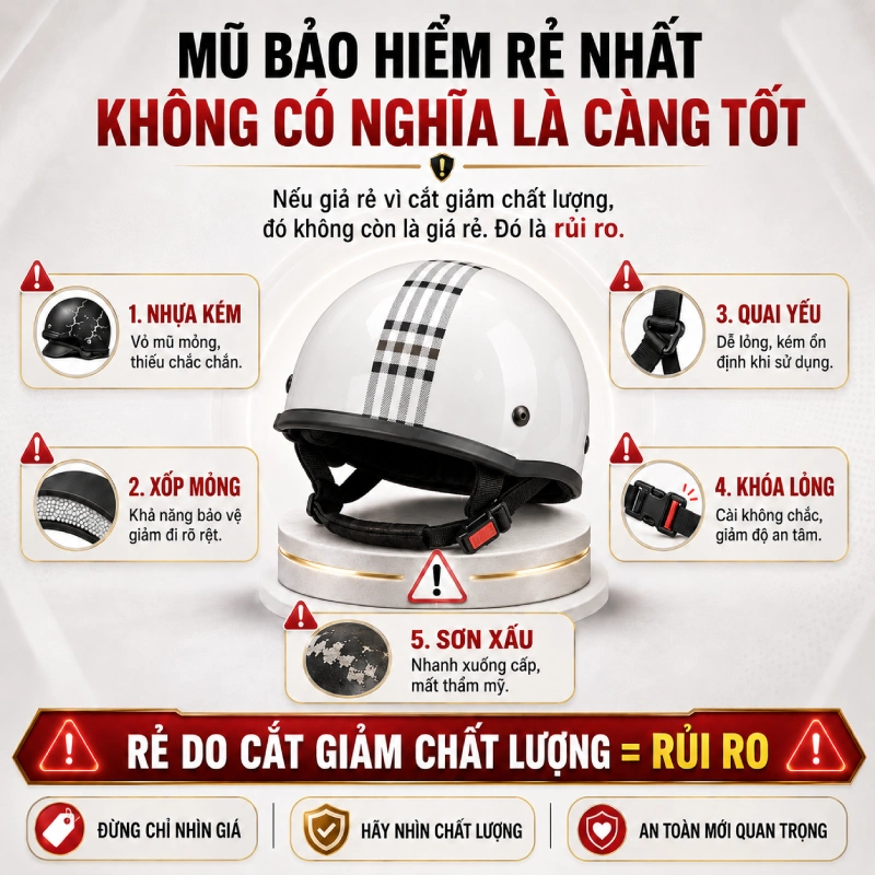 Mũ bảo hiểm rẻ nhất không có nghĩa là càng tốt