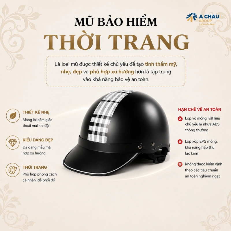 Cách phân biệt mũ bảo hiểm đạt chuẩn với mũ bảo hiểm thời trang 19 Mũ bảo hiểm thời trang là gì