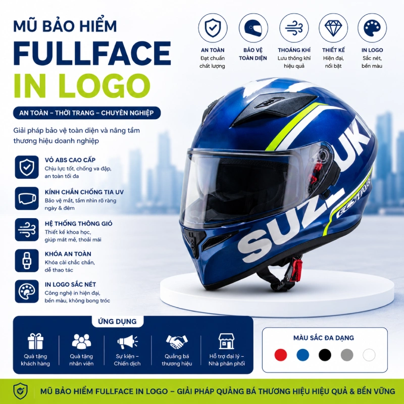 Mũ bảo hiểm fullface in logo