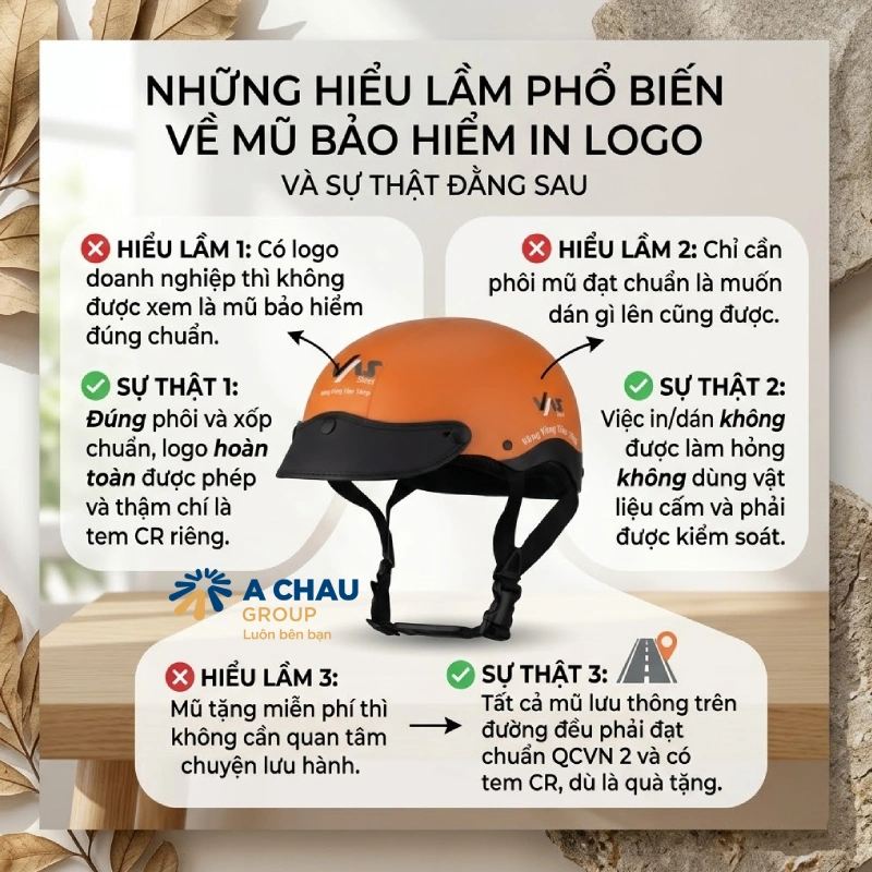 Những hiểu lầm rất phổ biến về mũ bảo hiểm in logo