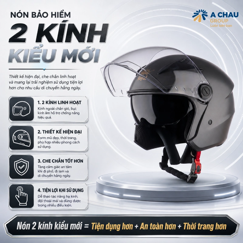 Nón bảo hiểm kiểu mới là gì? Gồm những loại nào? 7 Mũ bảo hiểm 2 kính kiểu mới