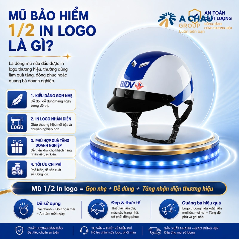Mũ bảo hiểm 1/2 in logo là gì