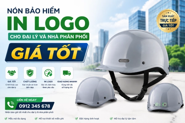 Nón bảo hiểm in logo cho đại lý và nhà phân phối