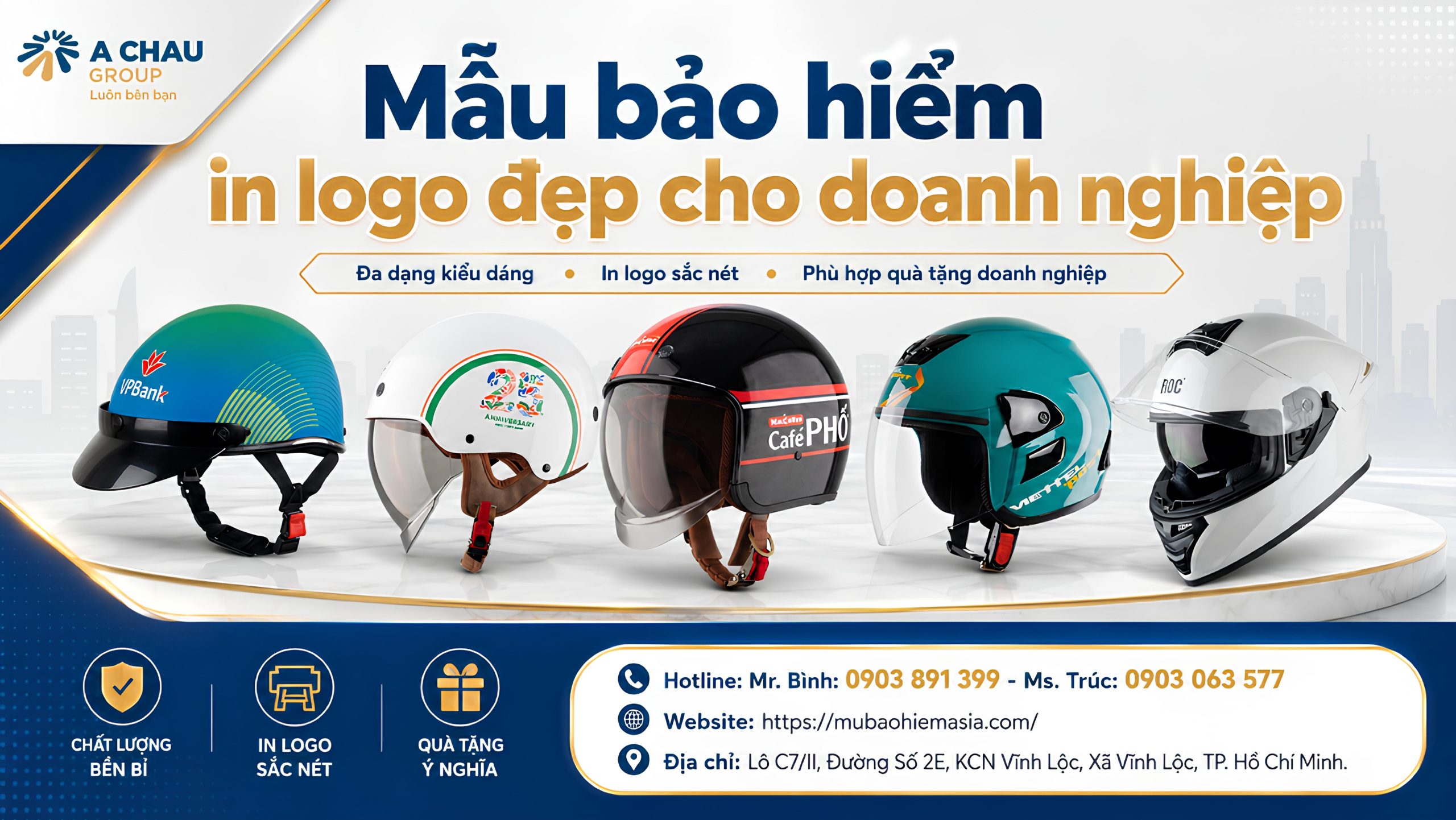 Nón bảo hiểm in logo theo yêu cầu