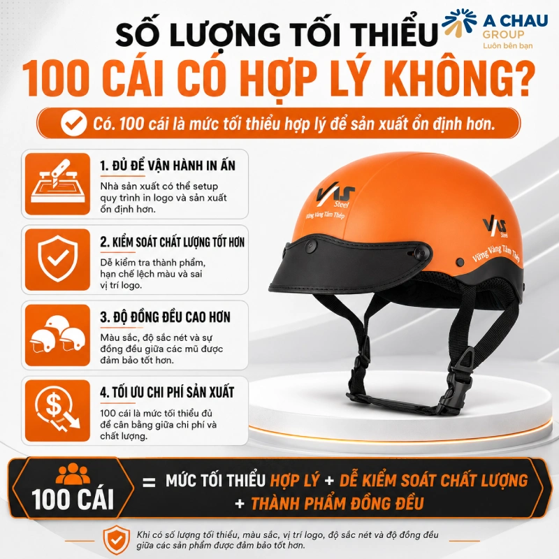 Số lượng tối thiểu 100 cái có hợp lý không?