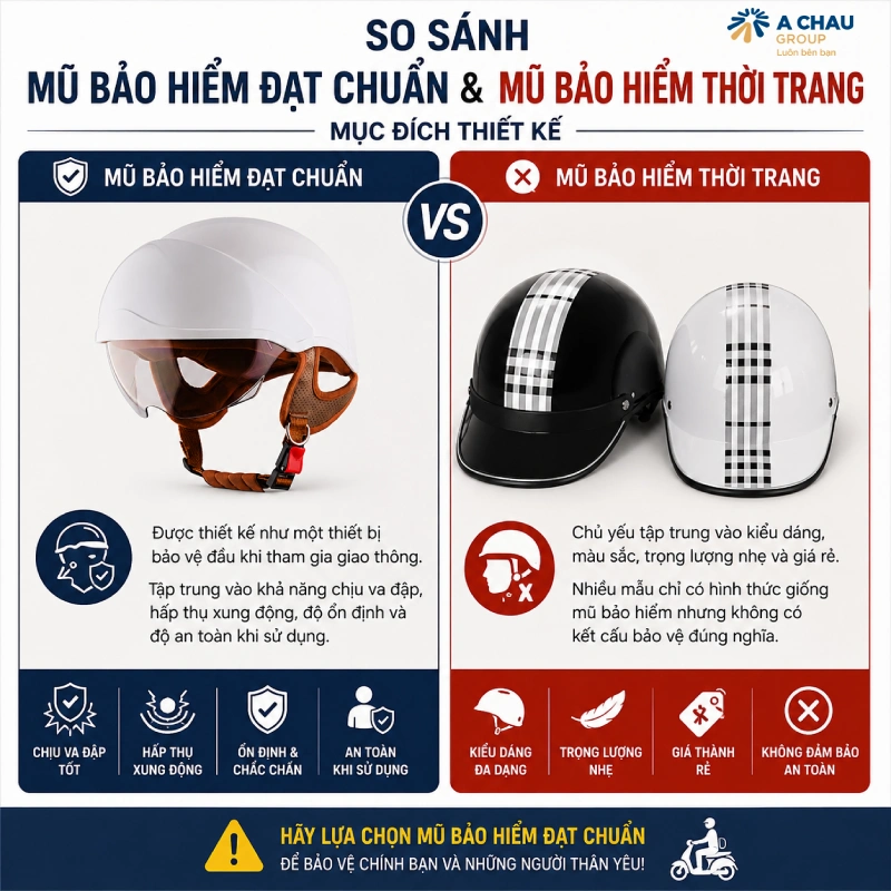 Cách phân biệt mũ bảo hiểm đạt chuẩn với mũ bảo hiểm thời trang 1 so sánh giữa mũ mũ bảo hiểm đạt chuẩn với mũ bảo hiểm thời trang