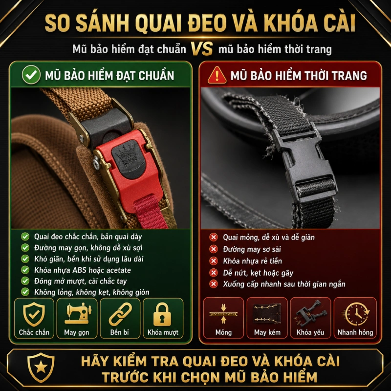 Cách phân biệt mũ bảo hiểm đạt chuẩn với mũ bảo hiểm thời trang 6 so sánh giữa mũ mũ bảo hiểm đạt chuẩn với mũ bảo hiểm thời trang