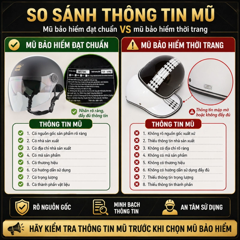 Cách phân biệt mũ bảo hiểm đạt chuẩn với mũ bảo hiểm thời trang 8 so sánh giữa mũ mũ bảo hiểm đạt chuẩn với mũ bảo hiểm thời trang