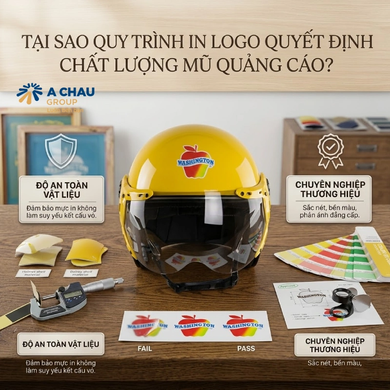Vì sao quy trình in logo lên mũ bảo hiểm quảng cáo lại quyết định chất lượng?