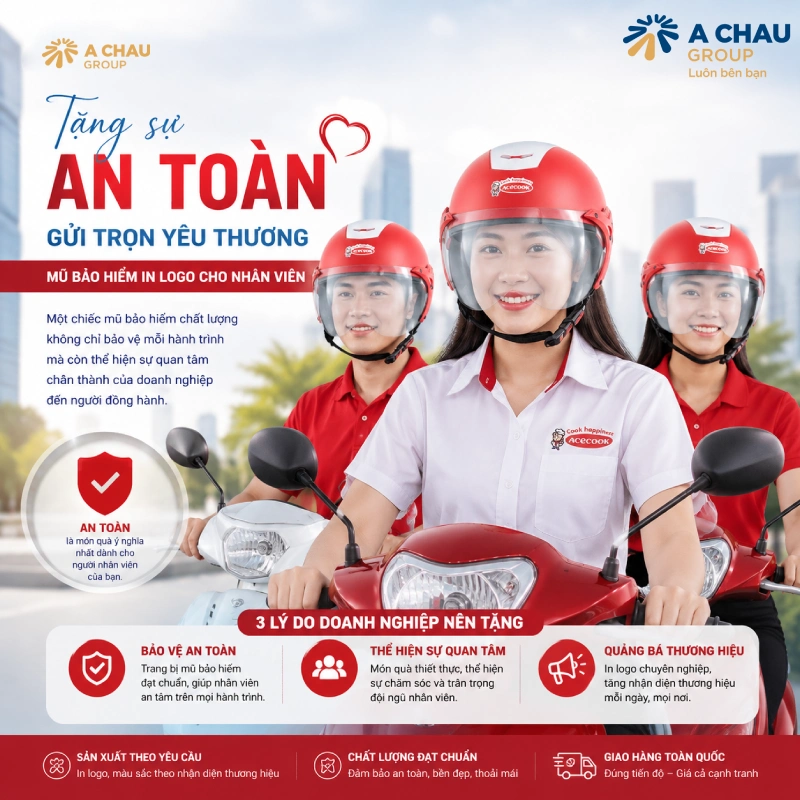 Doanh nghiệp nên tặng mũ bảo hiểm in logo cho nhân viên vị Tặng mũ bảo hiểm là tặng sự an toàn