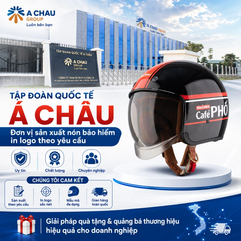 Tập đoàn quốc tế Á Châu đơn vị sản xuất nón bảo hiểm in logo theo yêu cầu