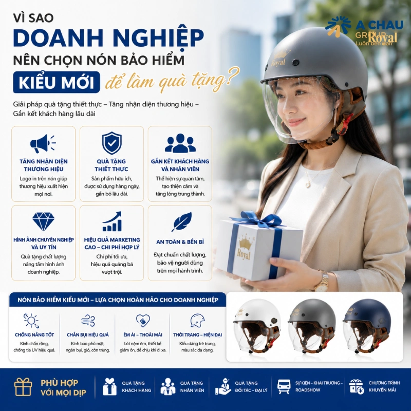 Nón bảo hiểm kiểu mới là gì? Gồm những loại nào? 9 Vì sao doanh nghiệp nên chọn nón bảo hiểm kiểu mới để làm quà tặng?