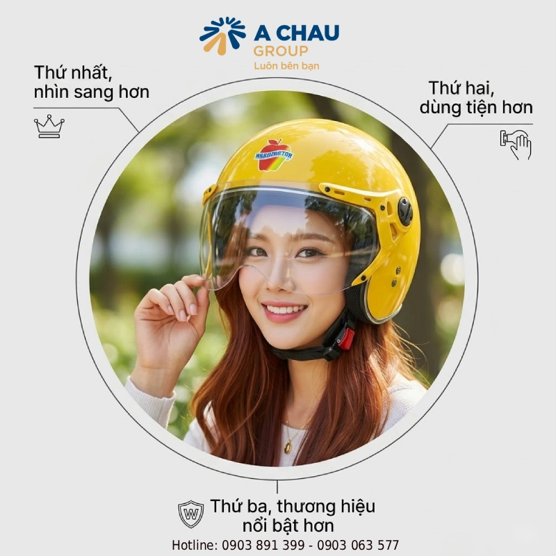 Giá mũ bảo hiểm có kính bao nhiêu? Vì sao nhiều doanh nghiệp quan tâm đến mũ bảo hiểm quảng cáo có kính?