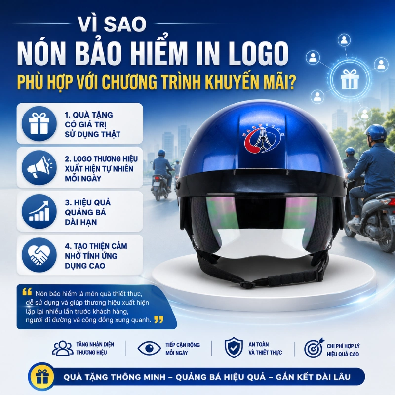 Vì sao nón bảo hiểm in logo phù hợp với chương trình khuyến mãi?