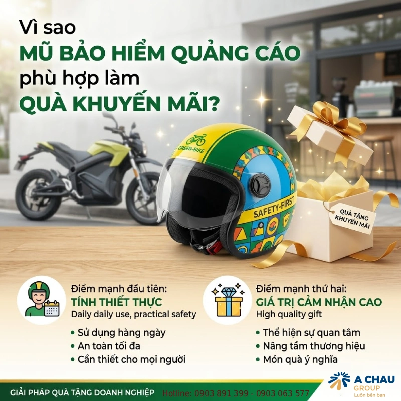 Vì sao mũ bảo hiểm quảng cáo phù hợp làm quà khuyến mãi?