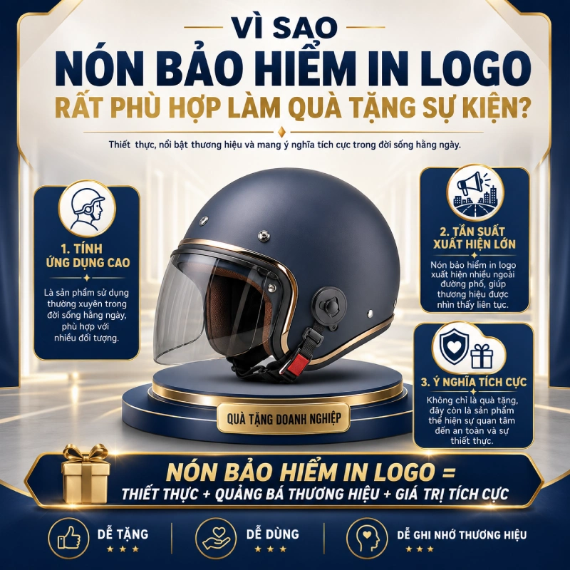 Vì sao nón bảo hiểm in logo rất phù hợp làm quà tặng sự kiện?
