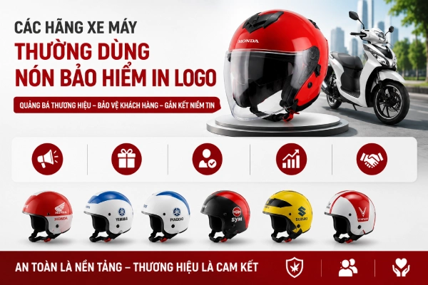 Các hãng xe máy thường dùng nón bảo hiểm in logo