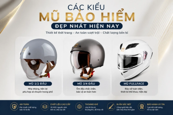 Các kiểu mũ bảo hiểm đẹp nhất hiện nay