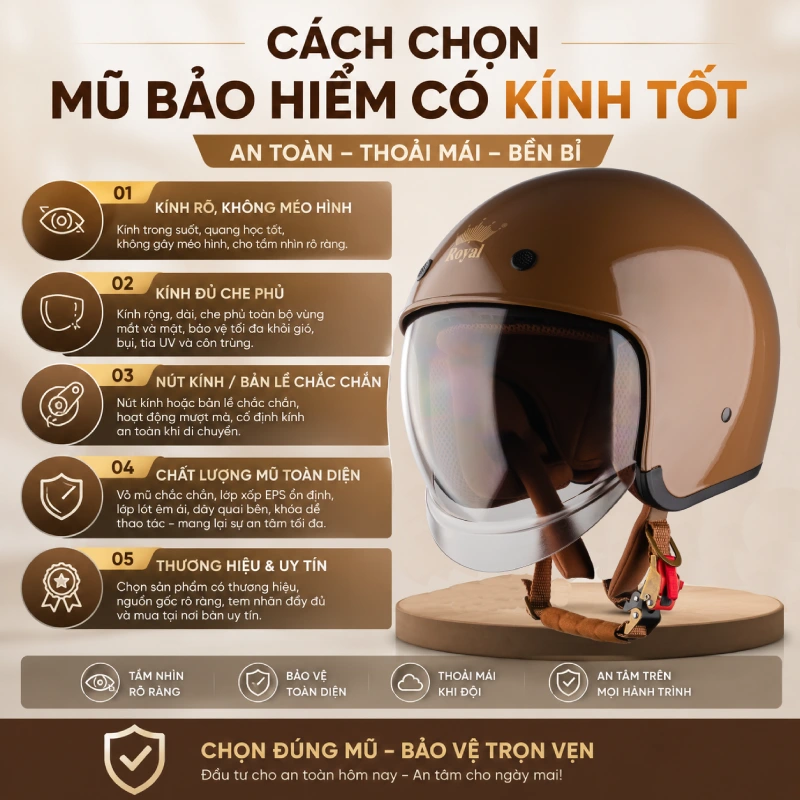 Cách chọn mũ bảo hiểm có kính tốt