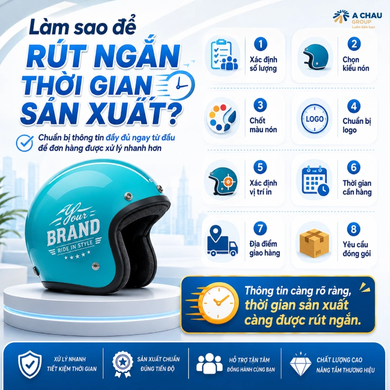 Thời gian sản xuất nón bảo hiểm theo yêu cầu mất bao lâu? 7 Làm sao để rút ngắn thời gian sản xuất?