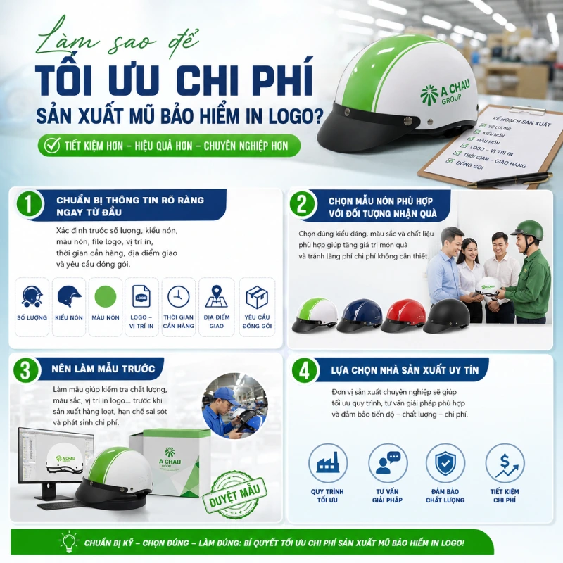 Làm sao để tối ưu chi phí sản xuất mũ bảo hiểm in logo?