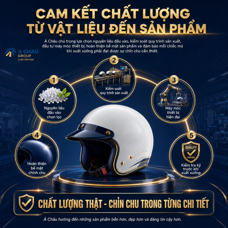 Á Châu nói không với nhựa tái chế, nhựa kém chất lượng trong sản xuất mũ bảo hiểm 6 Á Châu cam kết chất lượng từ vật liệu đến sản phẩm