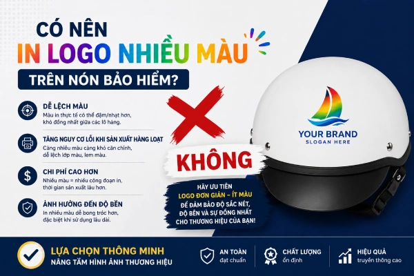 Có nên in logo nhiều màu trên nón bảo hiểm