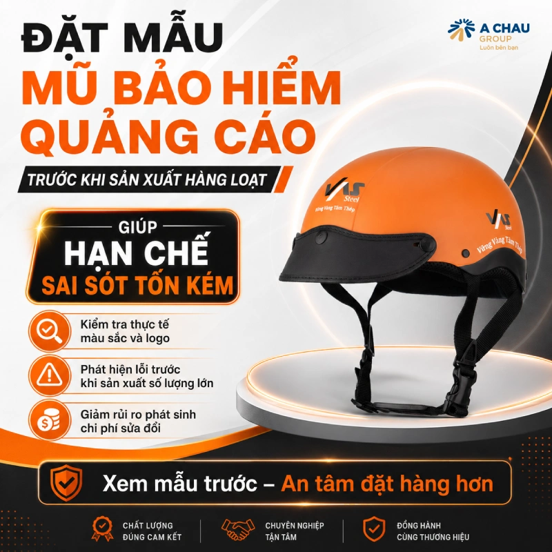 Đặt mẫu mũ bảo hiểm quảng cáo trước khi sản xuất hàng loạt giúp hạn chế sai sót tốn kém