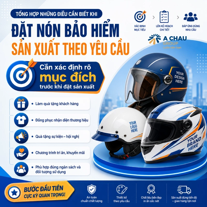 Tổng hợp những điều cần biết khi đặt nón bảo hiểm sản xuất theo yêu cầu là Cần xác định rõ mục đích trước khi đặt sản xuất