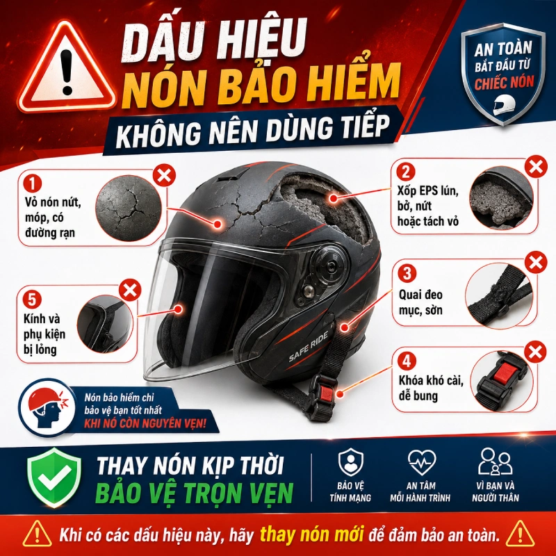 Làm gì để hạn chế nón bảo hiểm bị bể?