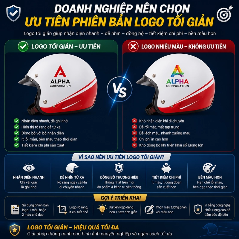 Có nên in logo nhiều màu trên nón bảo hiểm? 6 Logo trên nón bảo hiểm nên ưu tiên điều gì?
