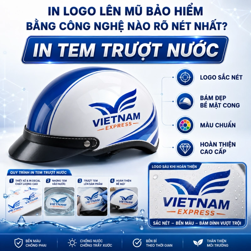 In logo lên mũ bảo hiểm bằng công nghệ nào rõ nét nhất?