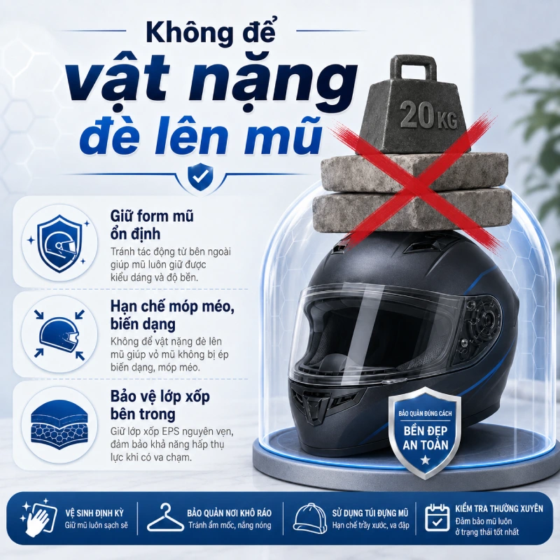 Tránh để mũ dưới nắng gắt quá lâu