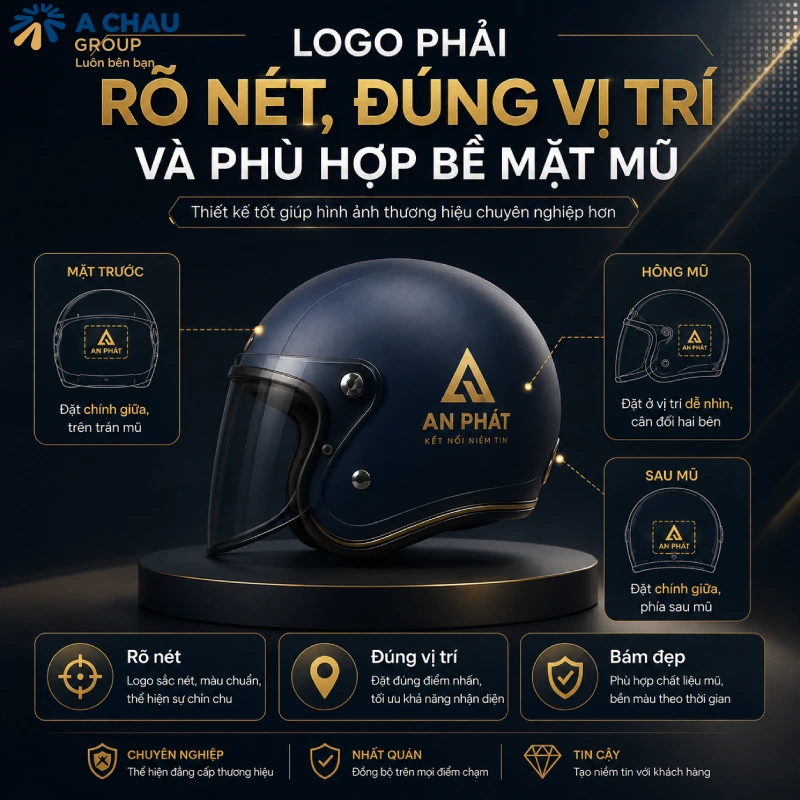 In logo lên nón bảo hiểm ở đâu tốt nhất? 4 In logo lên mũ bảo hiểm phải rõ nét, không bị nhòe mực, lem luốc