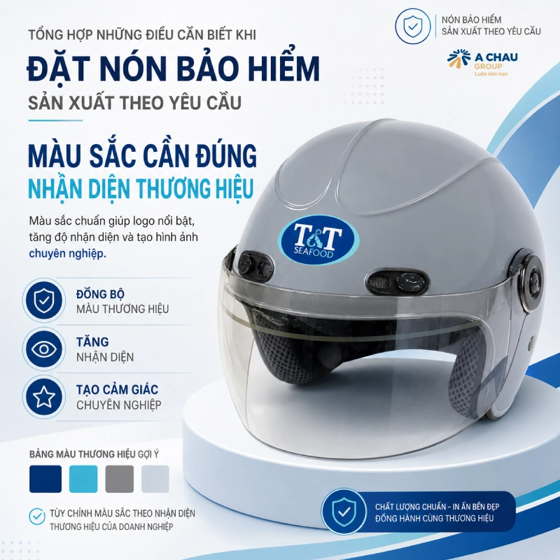 Tổng hợp những điều cần biết khi đặt nón bảo hiểm sản xuất theo yêu cầu là Màu sắc cần đúng nhận diện thương hiệu
