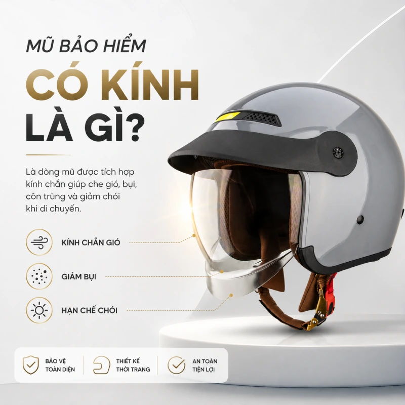 Mũ bảo hiểm có kính là gì?