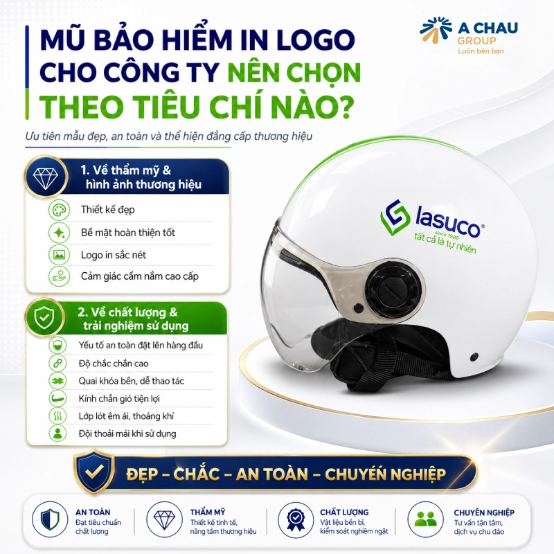 Mũ bảo hiểm in logo cho công ty nên chọn theo tiêu chí nào?