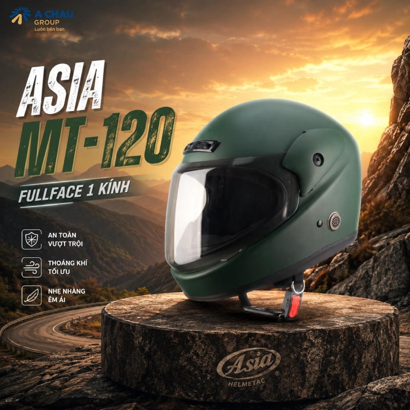 Tổng hợp các mũ bảo hiểm quảng cáo fullface đẹp 2026 6 Mũ bảo hiểm quảng cáo Fullface Asia MT-120
