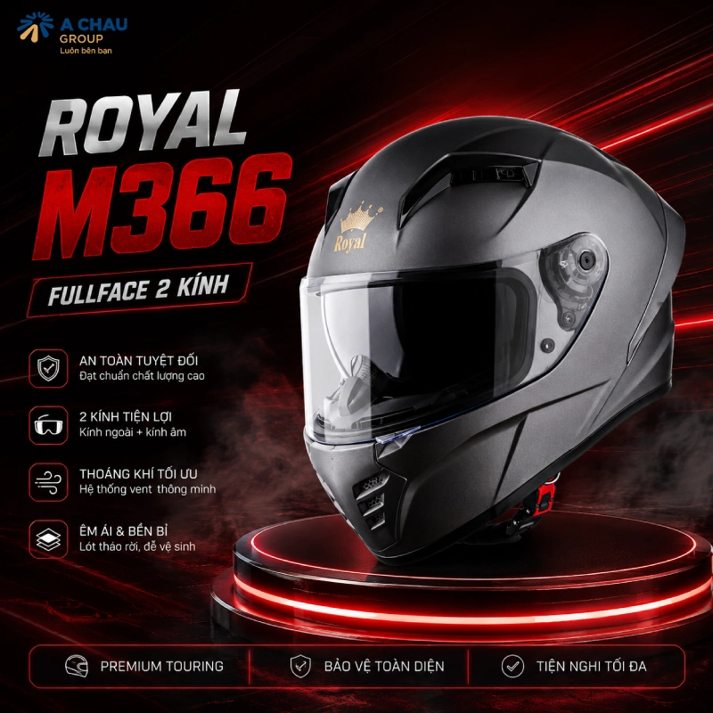 Tổng hợp các mũ bảo hiểm quảng cáo fullface đẹp 2026 10 Nón bảo hiểm quảng cáo Fullface Royal M366