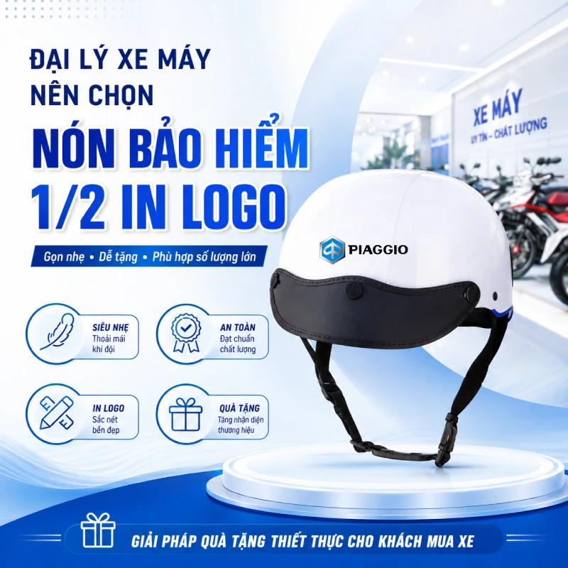 Đại lý xe máy nên chọn loại nón bảo hiểm in logo dòng 1/2