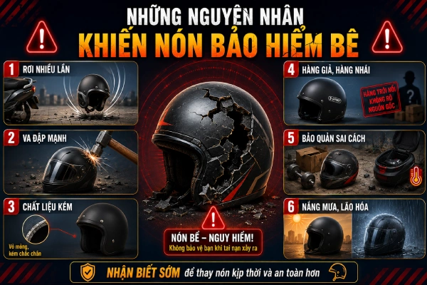 Những nguyên nhân khiến nón bảo hiểm bể