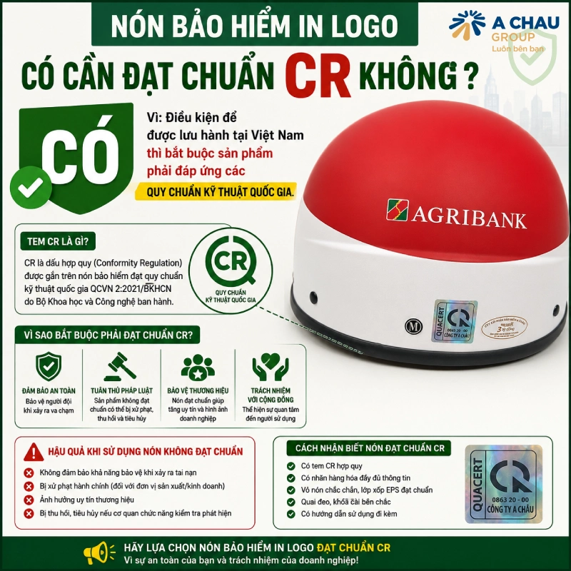 Nón bảo hiểm in logo có cần đạt chuẩn CR không? 1 Nón bảo hiểm in logo có cần đạt chuẩn CR không?