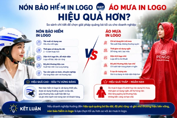 Nón bảo hiểm in logo hay áo mưa in logo hiệu quả hơn?
