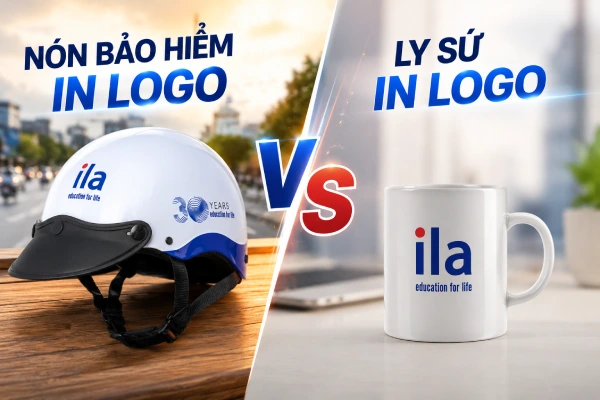 Nón bảo hiểm in logo với ly sứ in logo cái nào tốt hơn?