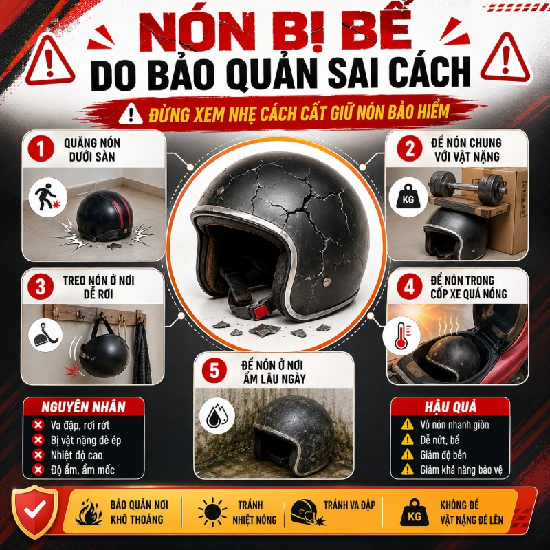 Nón bị bể do bảo quản sai cách