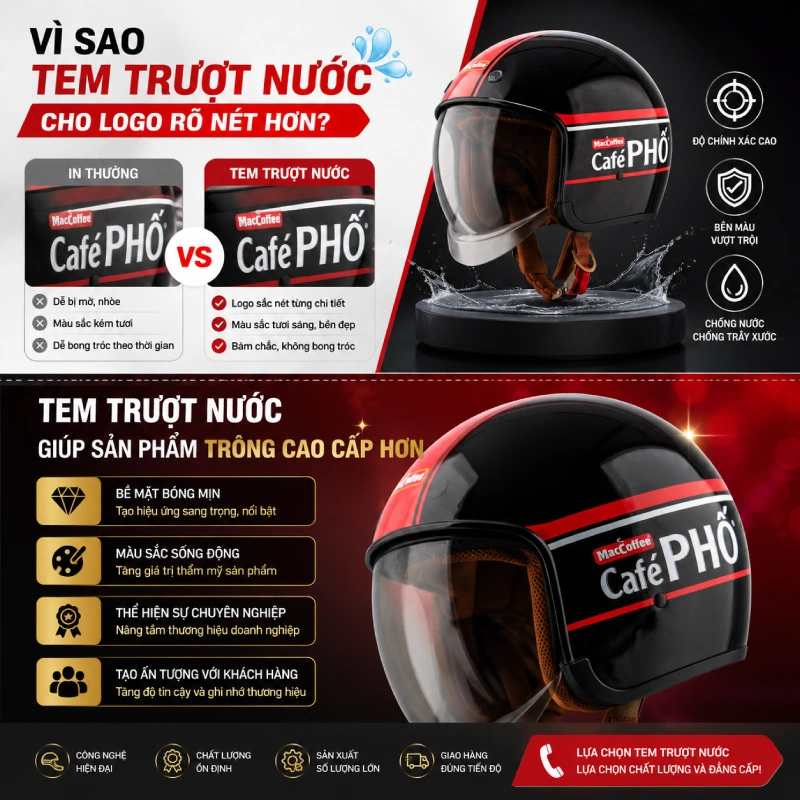 Tem trượt nước giúp sản phẩm trông cao cấp hơn